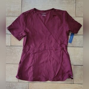 Jaanuu women's medical scrub top medium wine NEW WITH TAGS